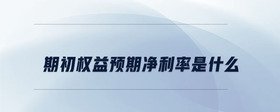 期初權(quán)益預(yù)期凈利率是什么