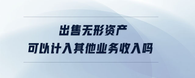 出售無(wú)形資產(chǎn)可以計(jì)入其他業(yè)務(wù)收入嗎