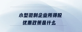 小型微利企業(yè)所得稅優(yōu)惠政策是什么