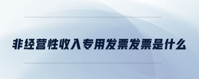 非經(jīng)營(yíng)性收入專用發(fā)票發(fā)票是什么