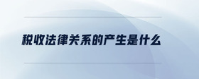 稅收法律關(guān)系的產(chǎn)生是什么