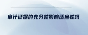 審計證據(jù)的充分性影響適當性嗎