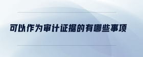 可以作為審計證據(jù)的有哪些事項