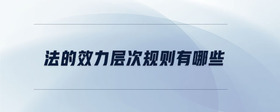 法的效力層次規(guī)則有哪些