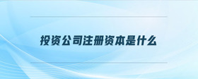 投資公司注冊資本是什么