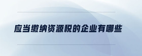 應當繳納資源稅的企業(yè)有哪些