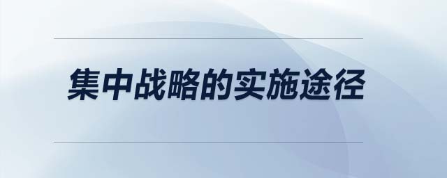 集中戰(zhàn)略的實施途徑