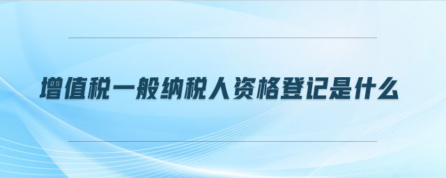 增值稅一般納稅人資格登記是什么