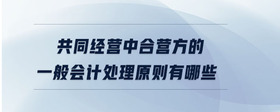 共同經營中合營方的一般會計處理原則有哪些