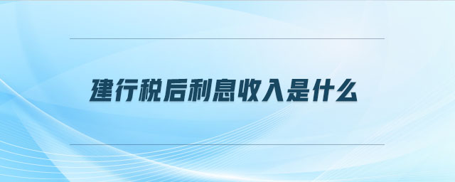 建行稅后利息收入是什么