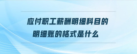應(yīng)付職工薪酬明細(xì)科目的明細(xì)賬的格式是什么