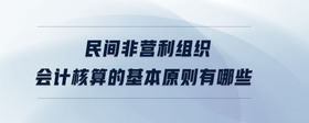 民間非營(yíng)利組織會(huì)計(jì)核算的基本原則有哪些