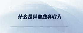 什么是其他業(yè)務(wù)收入