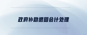 政府補(bǔ)助退回會(huì)計(jì)處理
