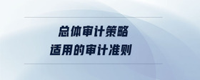 總體審計(jì)策略適用的審計(jì)準(zhǔn)則