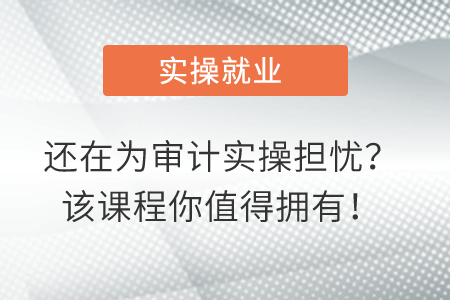 還在為審計實操擔憂？該課程你值得擁有！