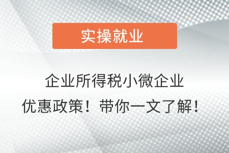 企業(yè)所得稅小微企業(yè)優(yōu)惠政策！帶你一文了解！