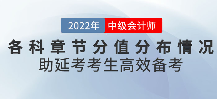 2022年9月中級會計考試各科章節(jié)分值分布情況，助延考考生高效備考！