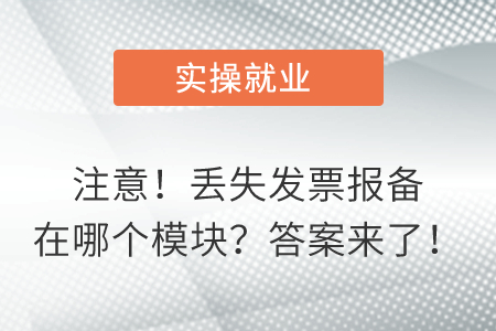 注意！丟失發(fā)票報(bào)備在哪個(gè)模塊？答案來了！