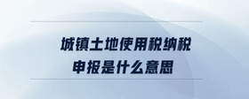 城鎮(zhèn)土地使用稅納稅申報(bào)是什么意思