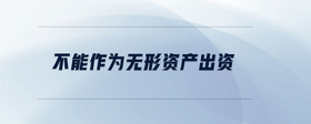 不能作為無(wú)形資產(chǎn)出資