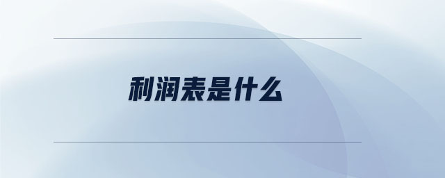 利潤(rùn)表是什么