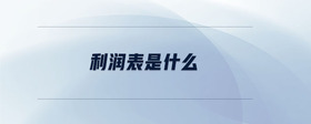 利潤(rùn)表是什么
