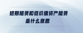 短期租賃和低價值資產租賃是什么意思