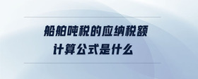 船舶噸稅的應(yīng)納稅額計算公式是什么