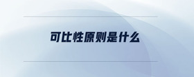 可比性原則是什么