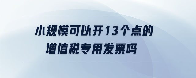 小規(guī)?？梢蚤_13個點的增值稅專用發(fā)票嗎