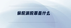 偷稅漏稅罪是什么
