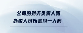 公司的財務(wù)負責(zé)人和辦稅人可以是同一人嗎