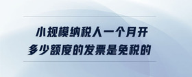 小規(guī)模納稅人一個月開多少額度的發(fā)票是免稅的