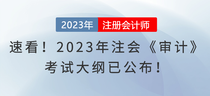 速看！2023年注會(huì)《審計(jì)》考試大綱已公布！
