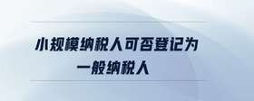 小規(guī)模納稅人可否登記為一般納稅人