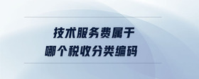 技術(shù)服務(wù)費(fèi)屬于哪個(gè)稅收分類編碼
