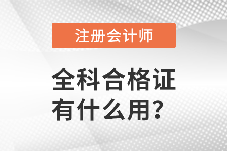 注冊會計師全科合格證有什么用？