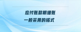 應付賬款明細賬一般采用的格式