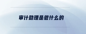 審計助理是做什么的