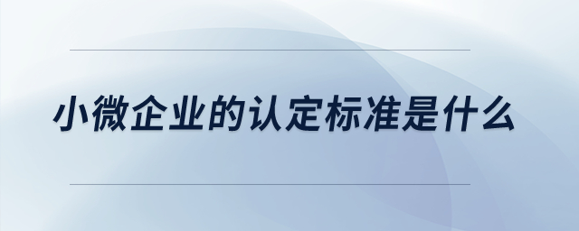 小微企業(yè)的認(rèn)定標(biāo)準(zhǔn)是什么？