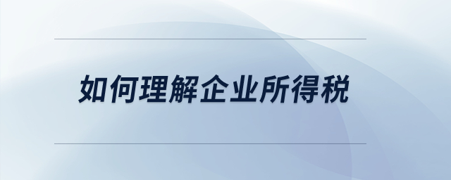 如何理解企業(yè)所得稅？