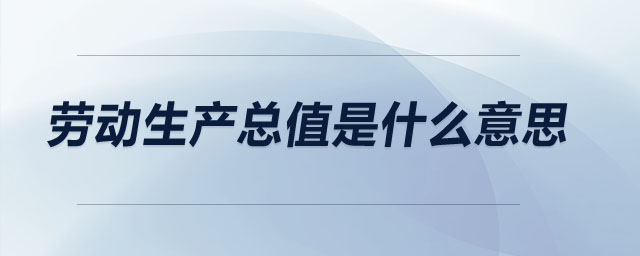 勞動(dòng)生產(chǎn)總值是什么意思