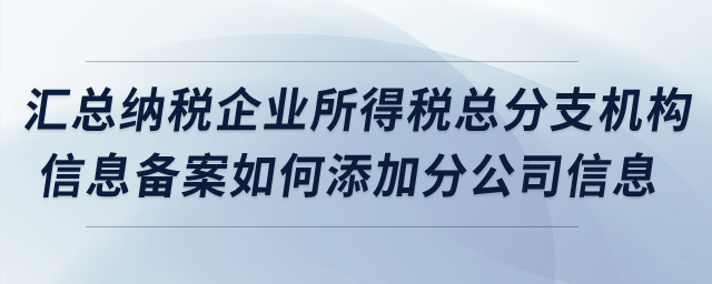 匯總納稅企業(yè)所得稅總分支機(jī)構(gòu)信息備案如何添加分公司信息？