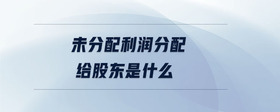 未分配利潤分配給股東是什么