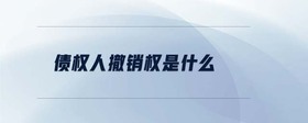 債權(quán)人撤銷權(quán)是什么