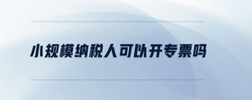 小規(guī)模納稅人可以開專票嗎