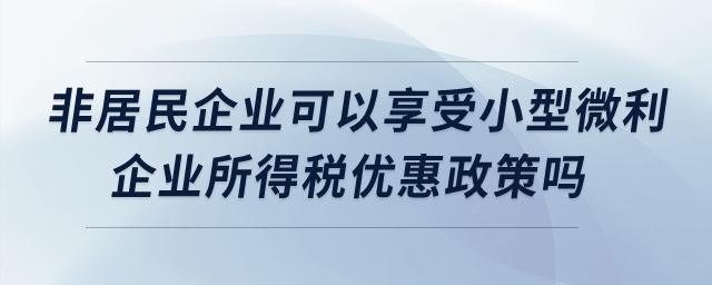 非居民企業(yè)可以享受小型微利企業(yè)所得稅優(yōu)惠政策嗎？
