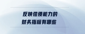 反映償債能力的財務(wù)指標(biāo)有哪些