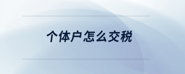 個(gè)體戶(hù)怎么交稅？